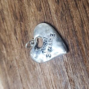 P204 angel blessing silver heart pendant